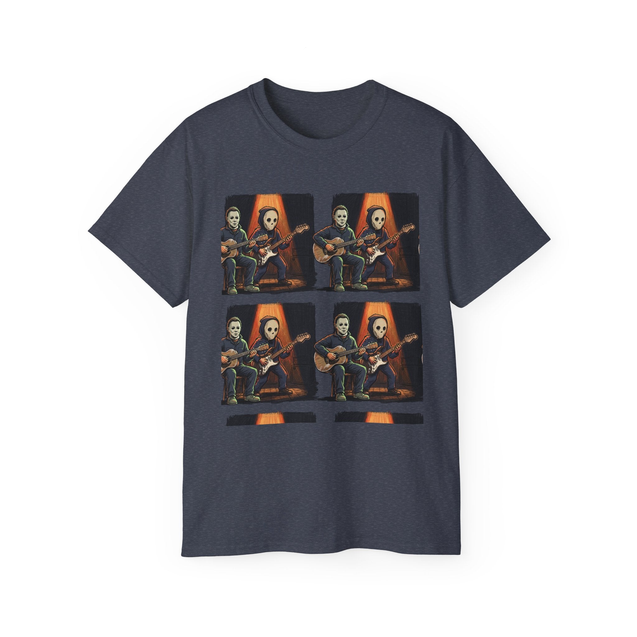 Skeleton Guitar Quartet T‑Shirt — Retro Vintage Horror Band Tee