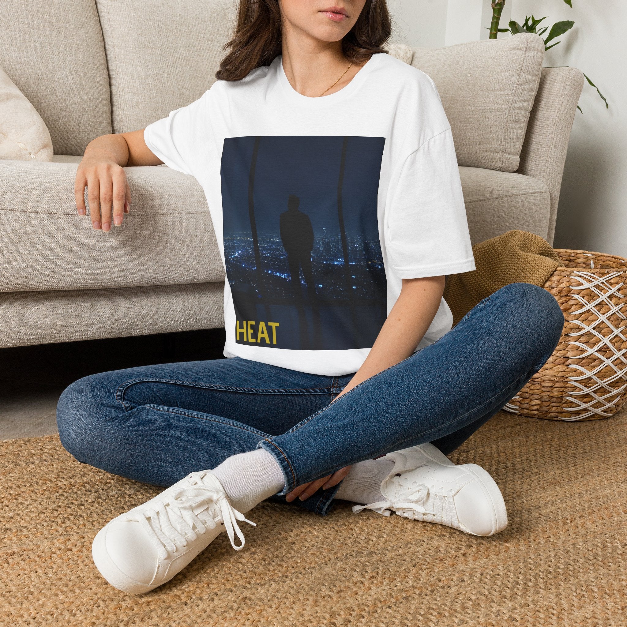 Night Window T-Shirt — Silhouette Over Cityscape Graphic Tee