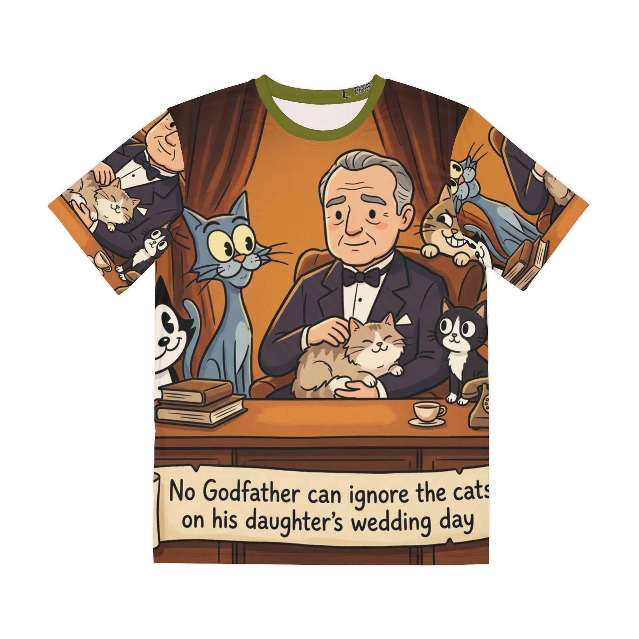 Godfather Cat Tee — "No Godfather Can Ignore the Cats on His Daughter's Wedding Day"