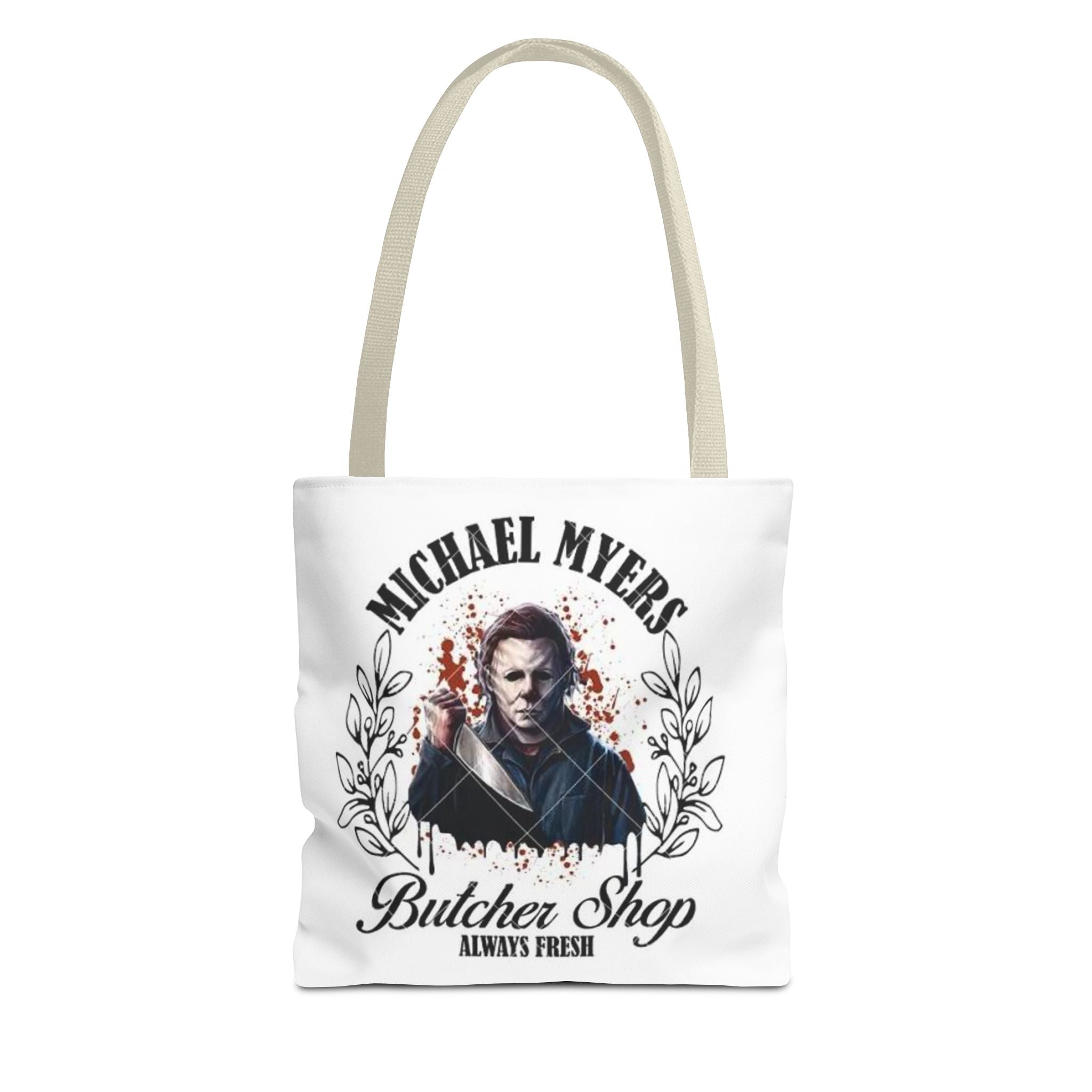 Horror Butcher Shop Tote Bag — Vintage Killer Design "Butcher Shop Always Fresh"