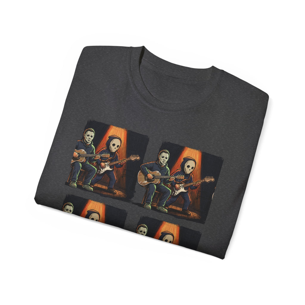 Skeleton Guitar Quartet T‑Shirt — Retro Vintage Horror Band Tee