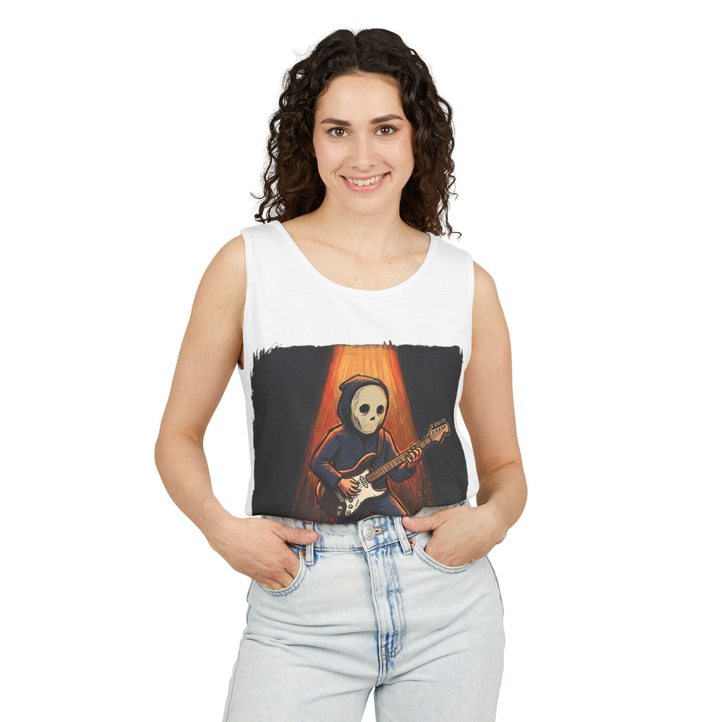 Skull Guitarist Tank Top — Rocking Skeleton Electric Guitar Graphic