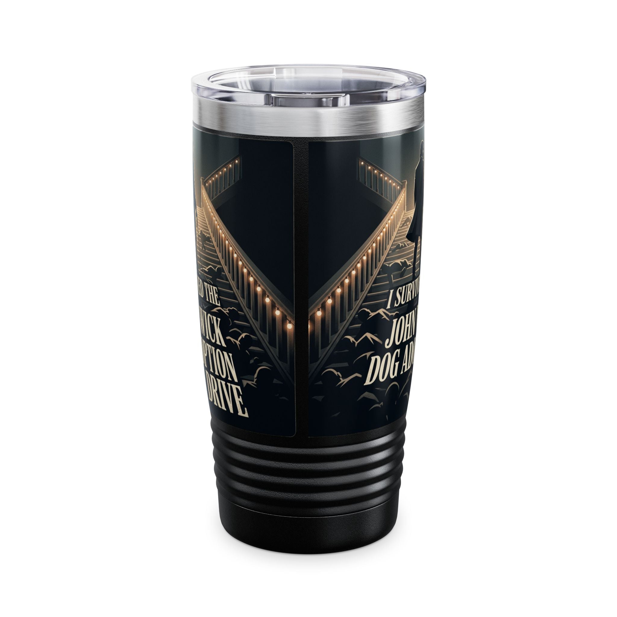 20oz Tumbler — "I Survived the John Wick Dog Adoption Drive"