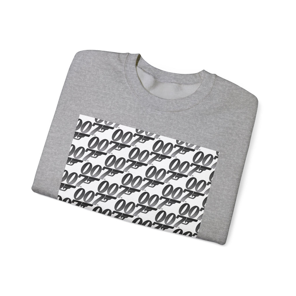 Crewneck Sweatshirt — Repeating '007' Retro Pattern Graphic