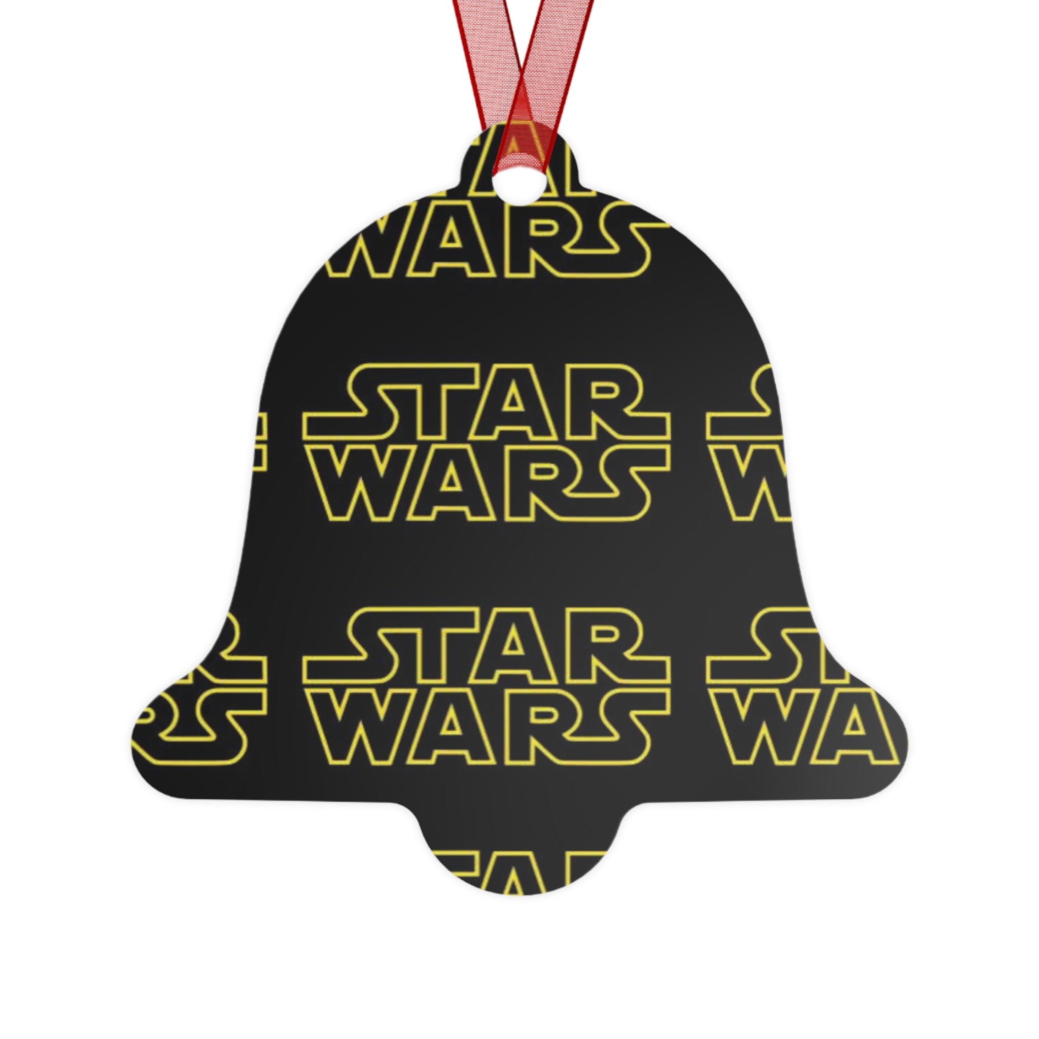 Star Wars Logo Metal Ornament — Black & Yellow Holiday Bell Decoration