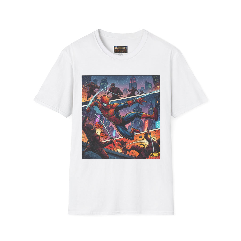 Spider Hero Graphic T-Shirt — Action Cityscape Comic Tee
