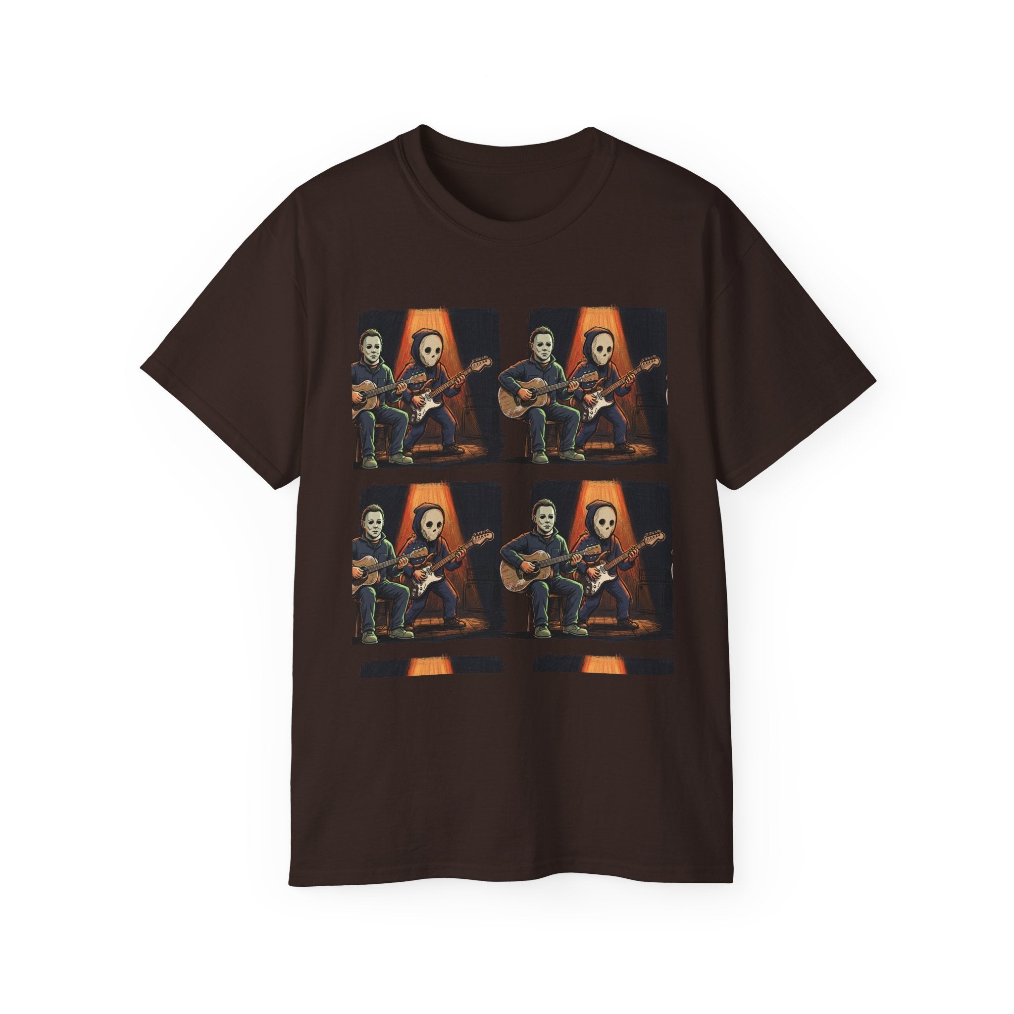 Skeleton Guitar Quartet T‑Shirt — Retro Vintage Horror Band Tee
