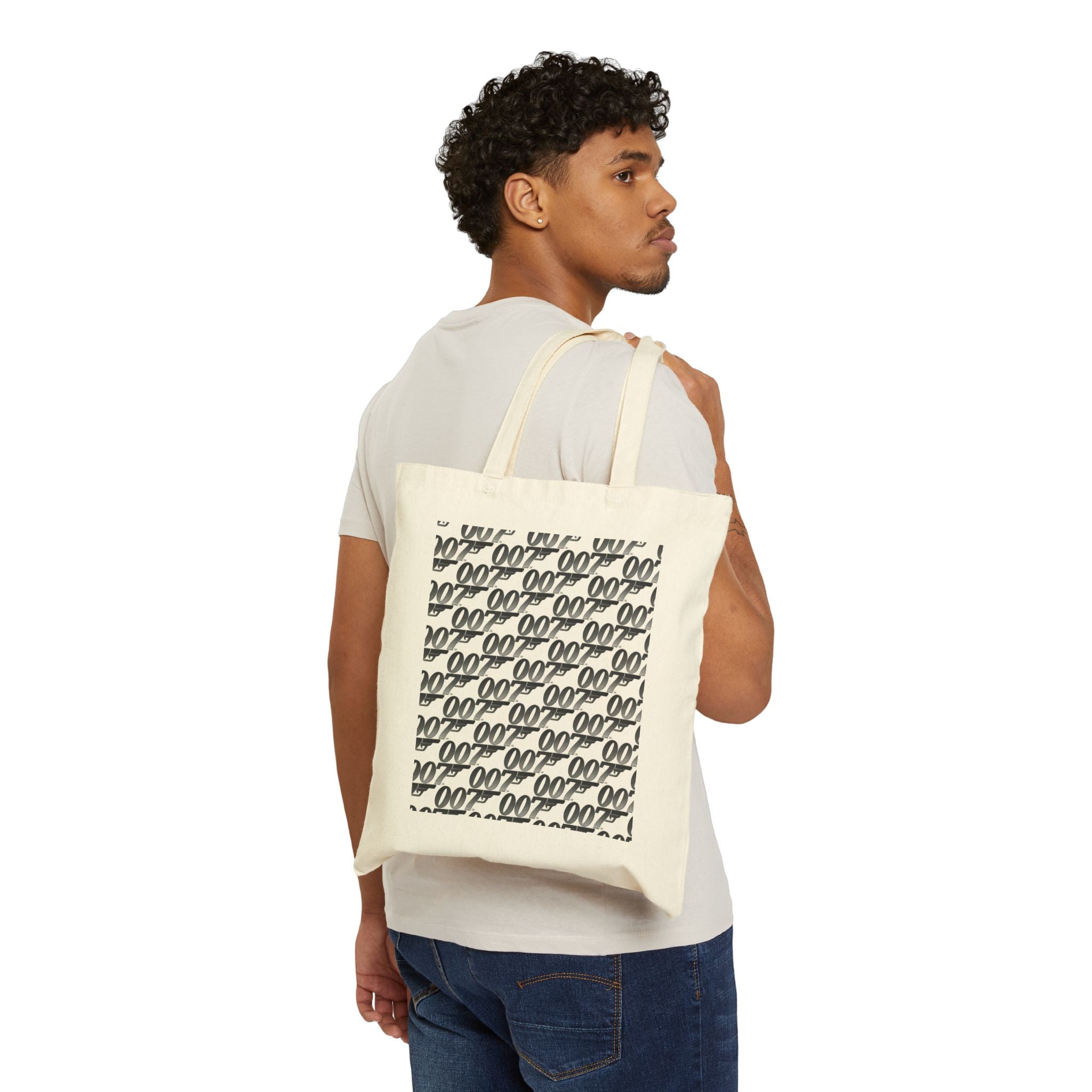 Tote Bag — Retro Script Pattern Repeating '000' Cotton Canvas Tote