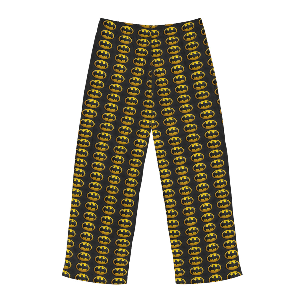 Batman Logo Men's Pajama Pants — Black & Yellow All-Over Print Lounge Sleepwear