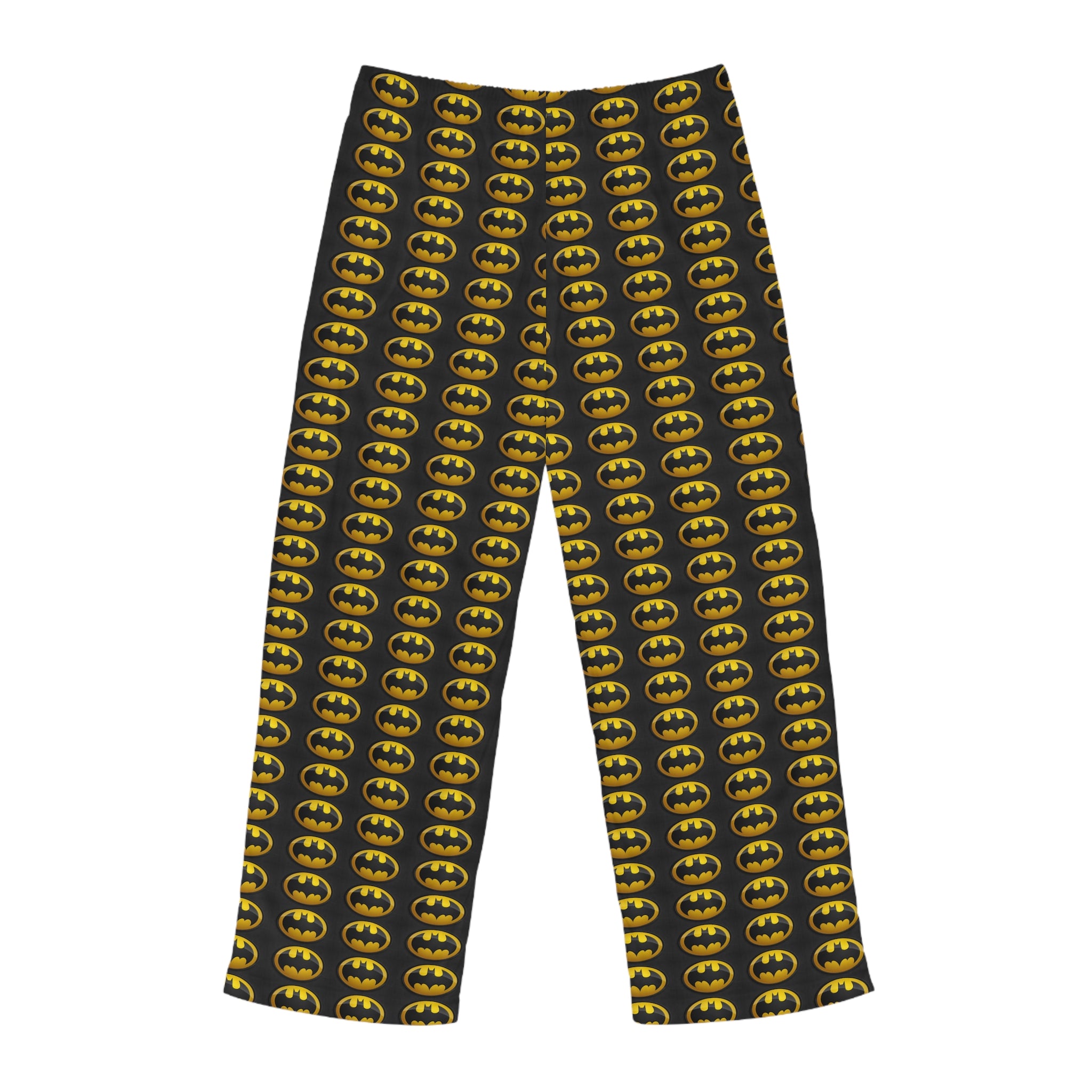 Batman Logo Men's Pajama Pants — Black & Yellow All-Over Print Lounge Sleepwear