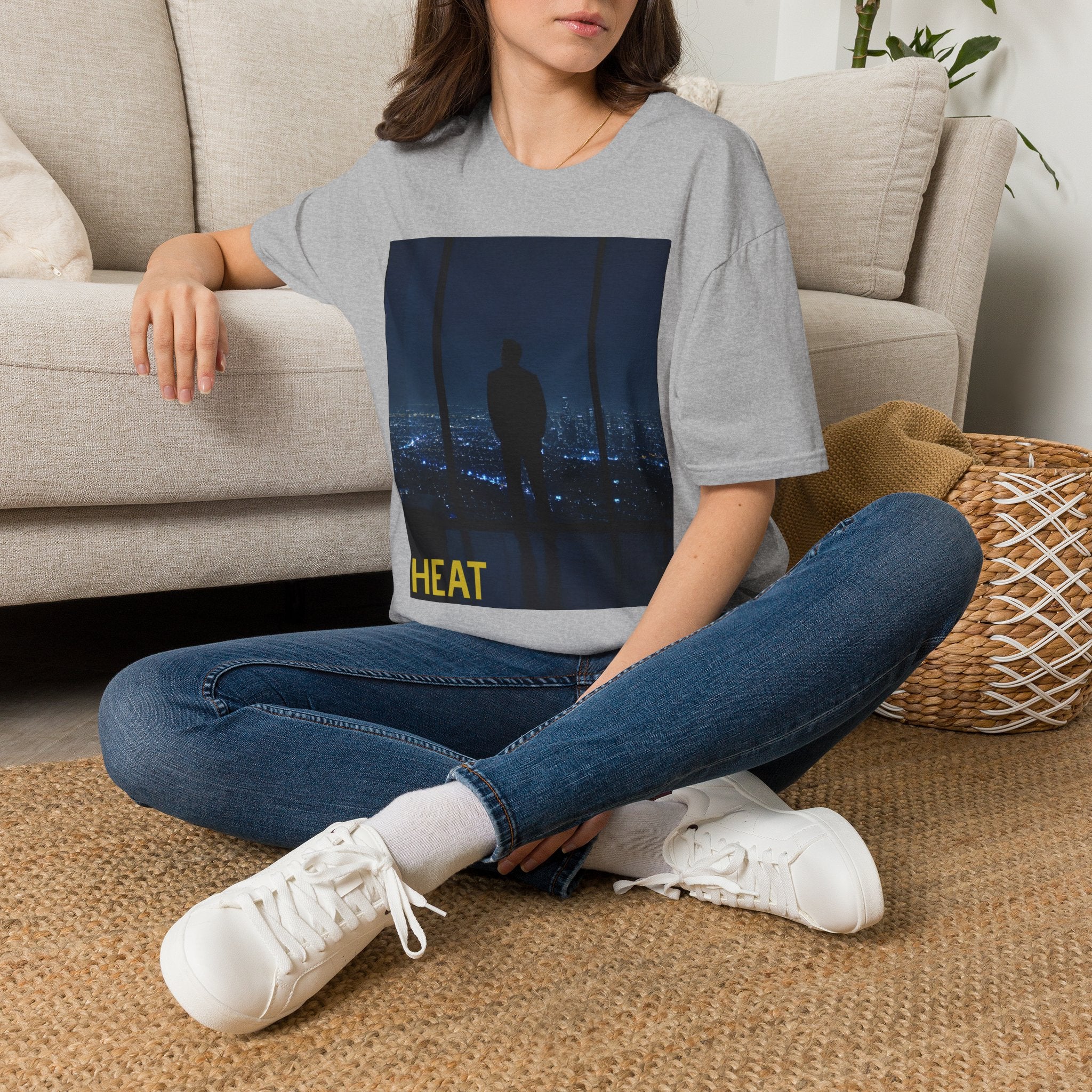 Night Window T-Shirt — Silhouette Over Cityscape Graphic Tee