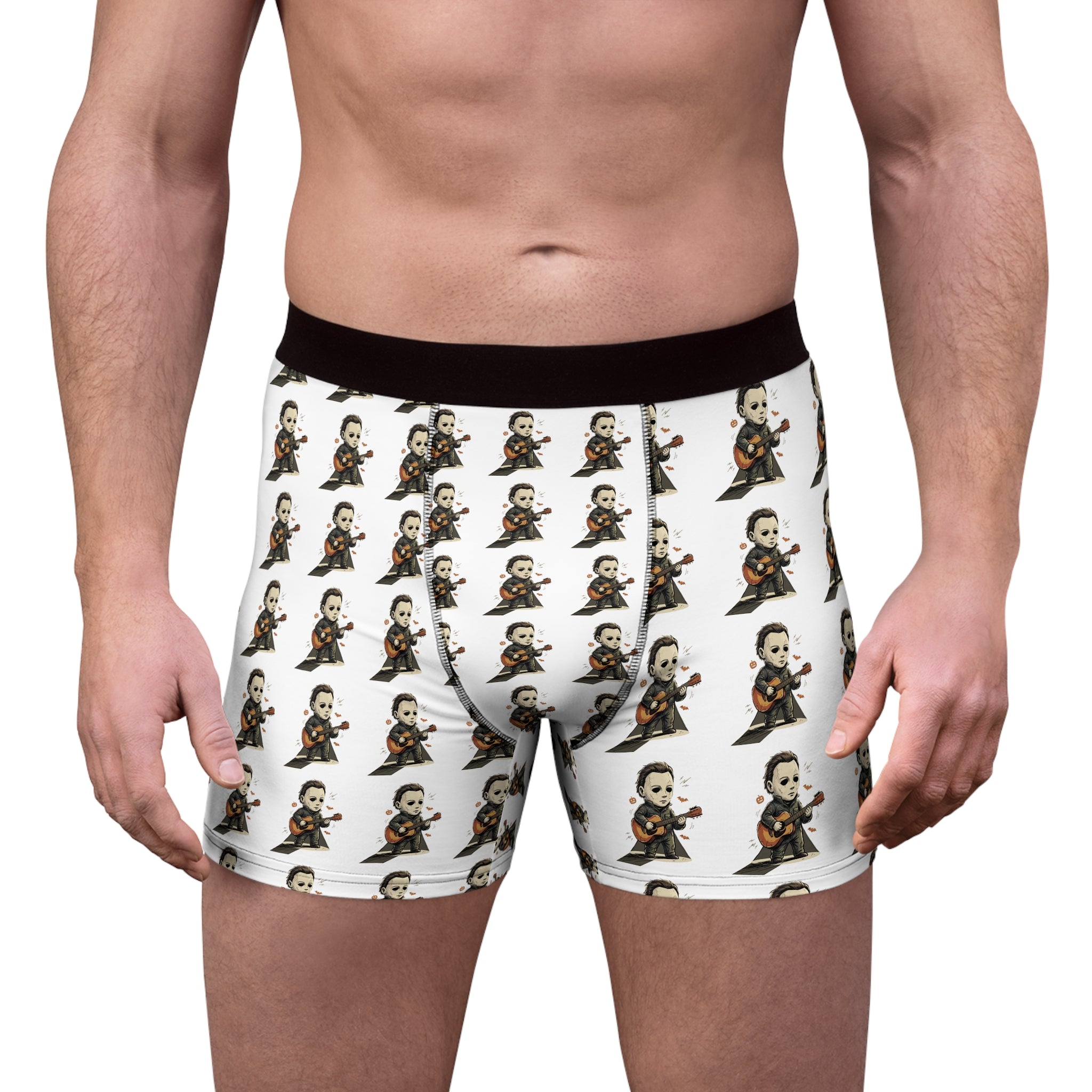 Halloween Michael Myers Guitar Boxer Briefs — Novelty Horror Character All-Over Print