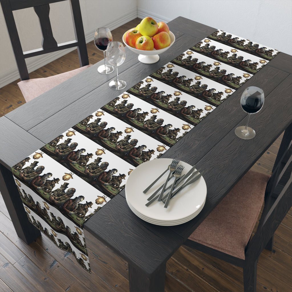 Medieval Feast Table Runner — Vintage Banquet Scene Cotton-Poly Runner