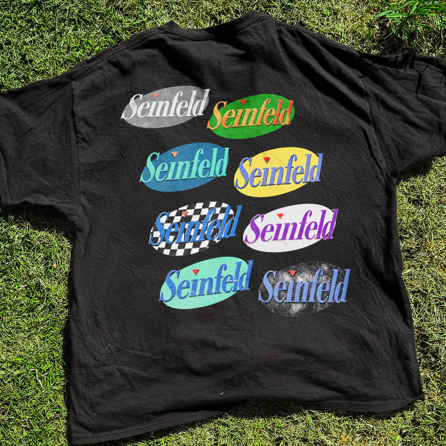 90s Seinfeld 'Logos' Washed Black Vintage Tee