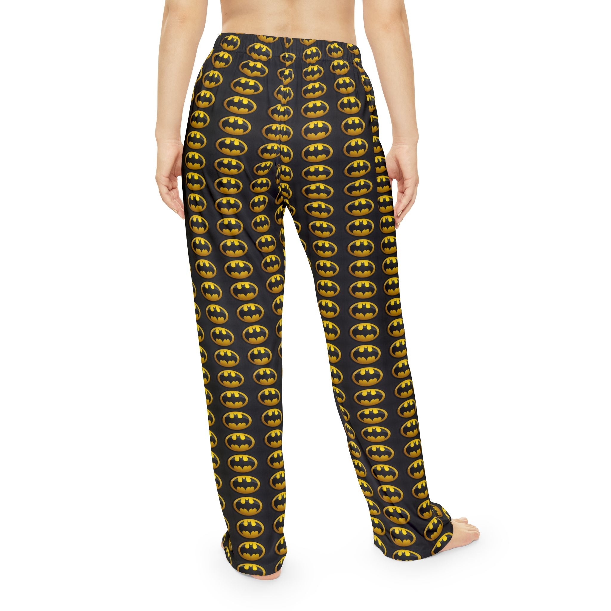 Batman Logo Women's Pajama Pants — All-Over Print Cotton Lounge Sleepwear