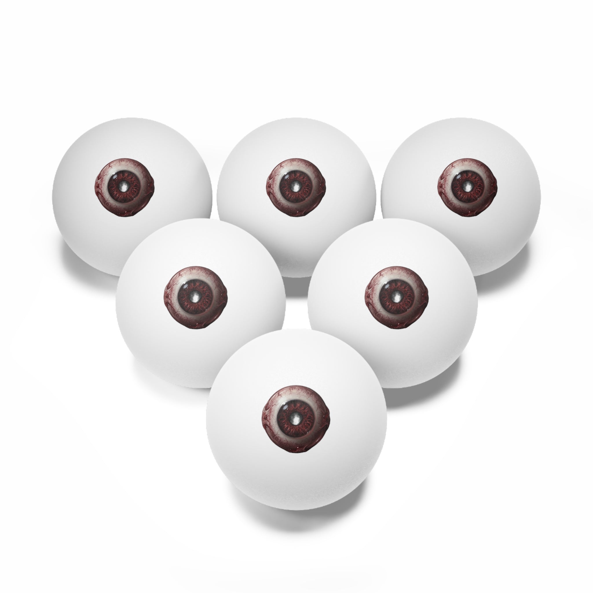 Eyeball Ping Pong Balls – Set of 6 Novelty Table Tennis Balls (Horror/Spooky Theme)