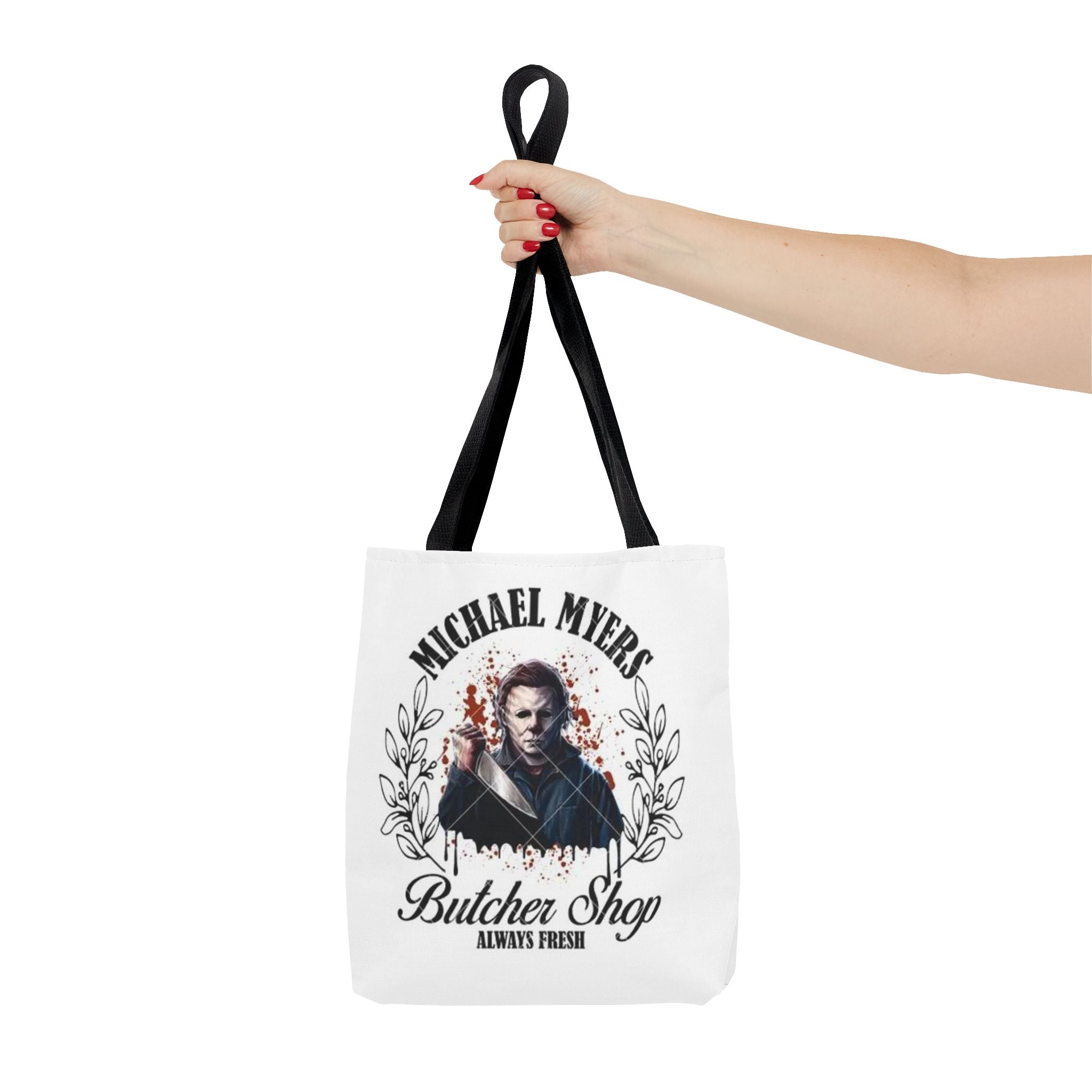 Horror Butcher Shop Tote Bag — Vintage Killer Design "Butcher Shop Always Fresh"