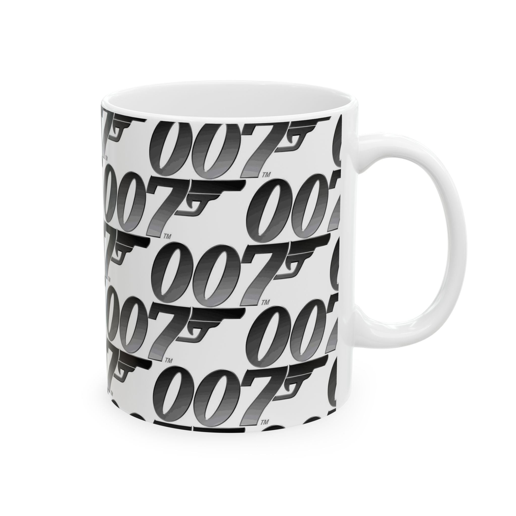 007 Gun Logo Ceramic Mug — Spy Movie Fan Coffee Cup (11oz, 15oz)