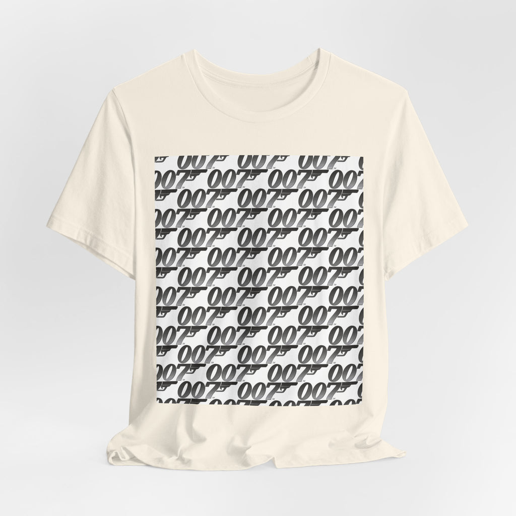 007 Pattern Graphic Tee — Repeating Spy Logo T-Shirt
