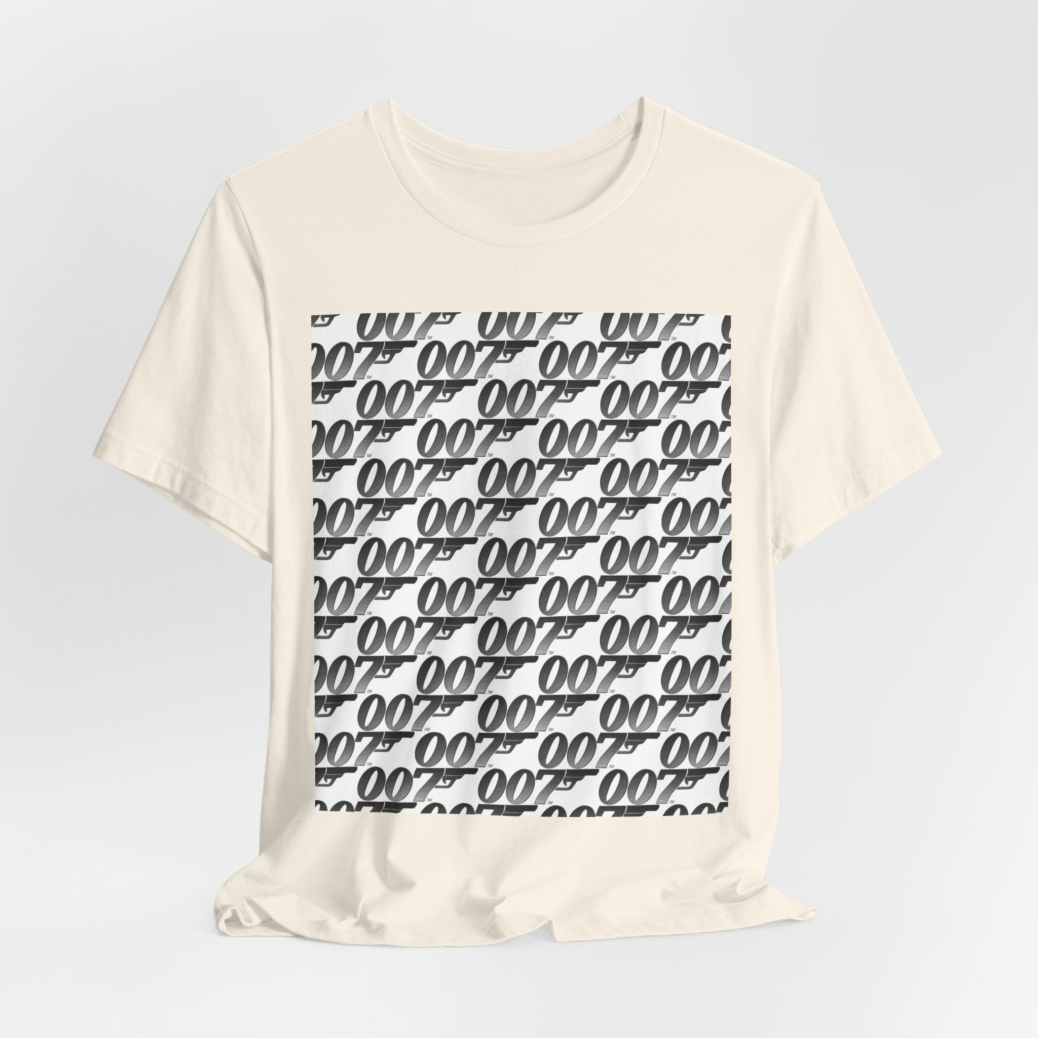 007 Pattern Graphic Tee — Repeating Spy Logo T-Shirt