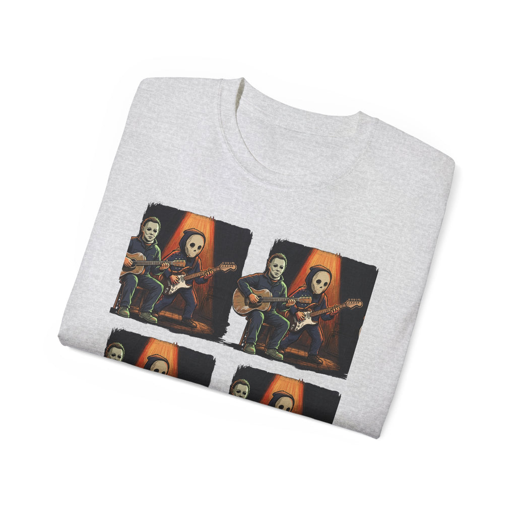 Skeleton Guitar Quartet T‑Shirt — Retro Vintage Horror Band Tee