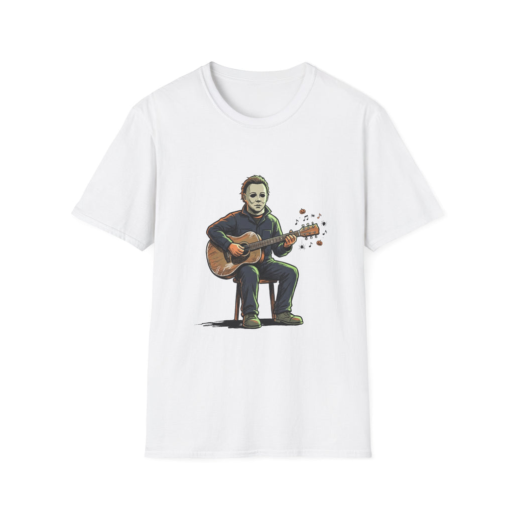 Guitar-Playing Masked Figure T-Shirt