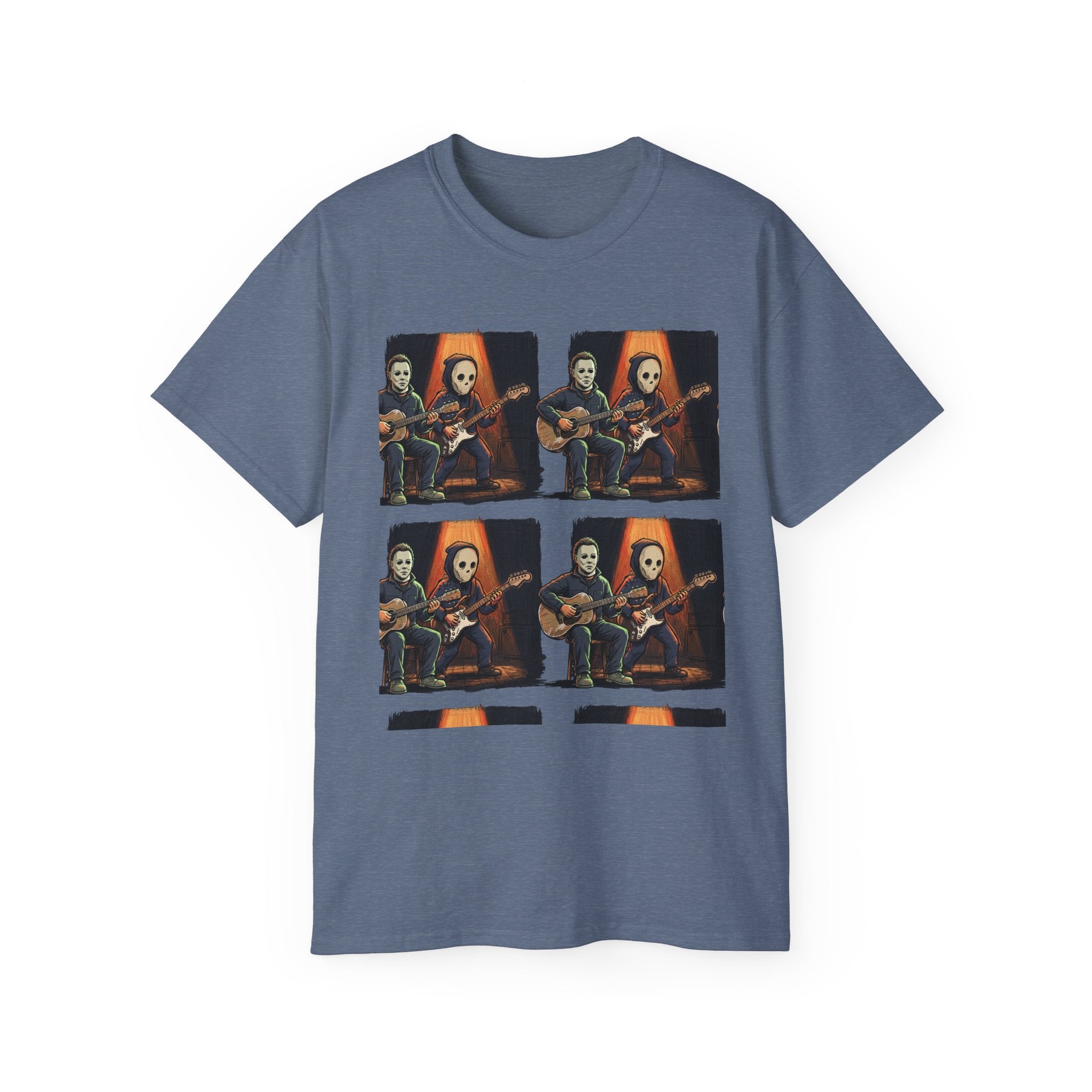 Skeleton Guitar Quartet T‑Shirt — Retro Vintage Horror Band Tee