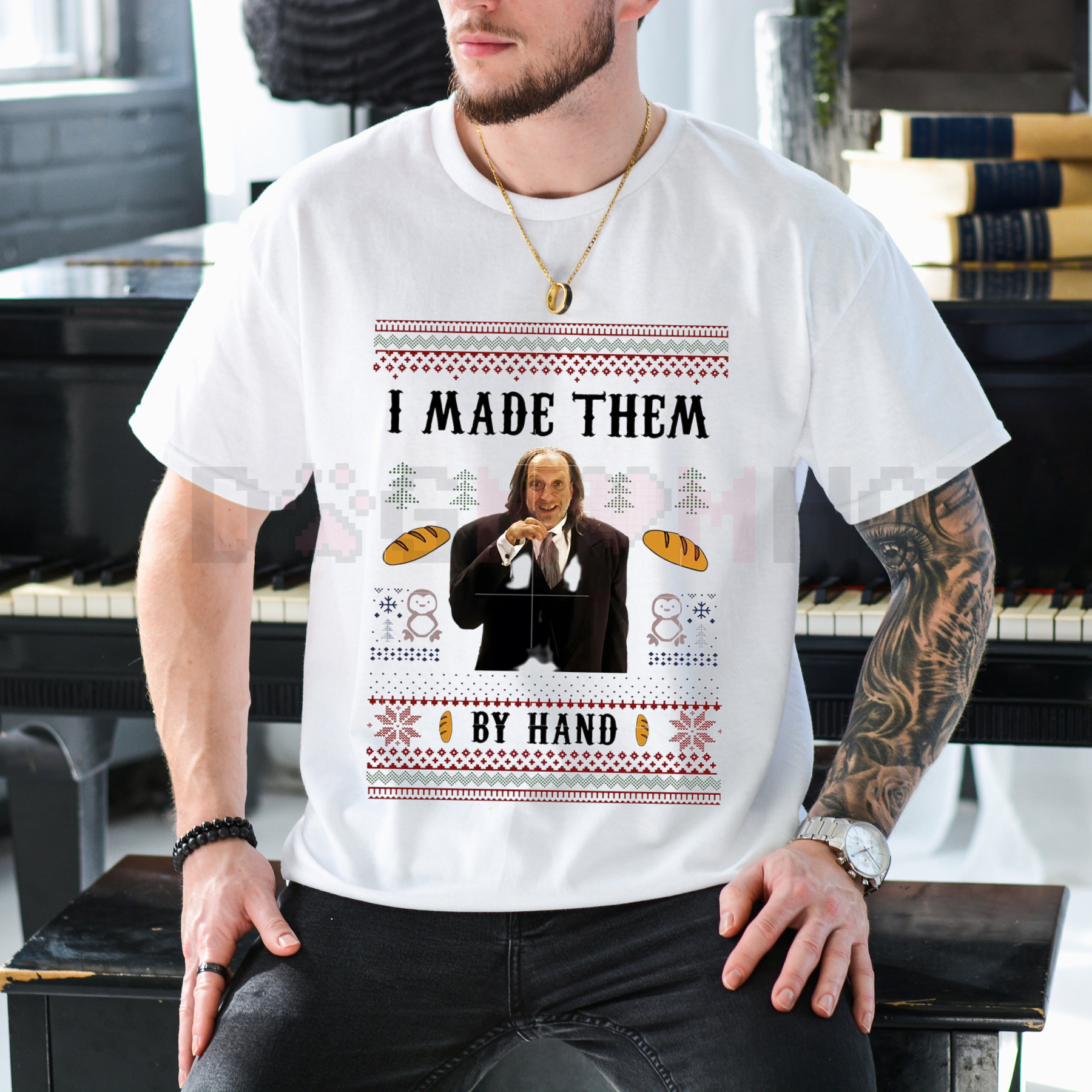 "I Made Them By Hand" Scary Movie Christmas T-Shirt