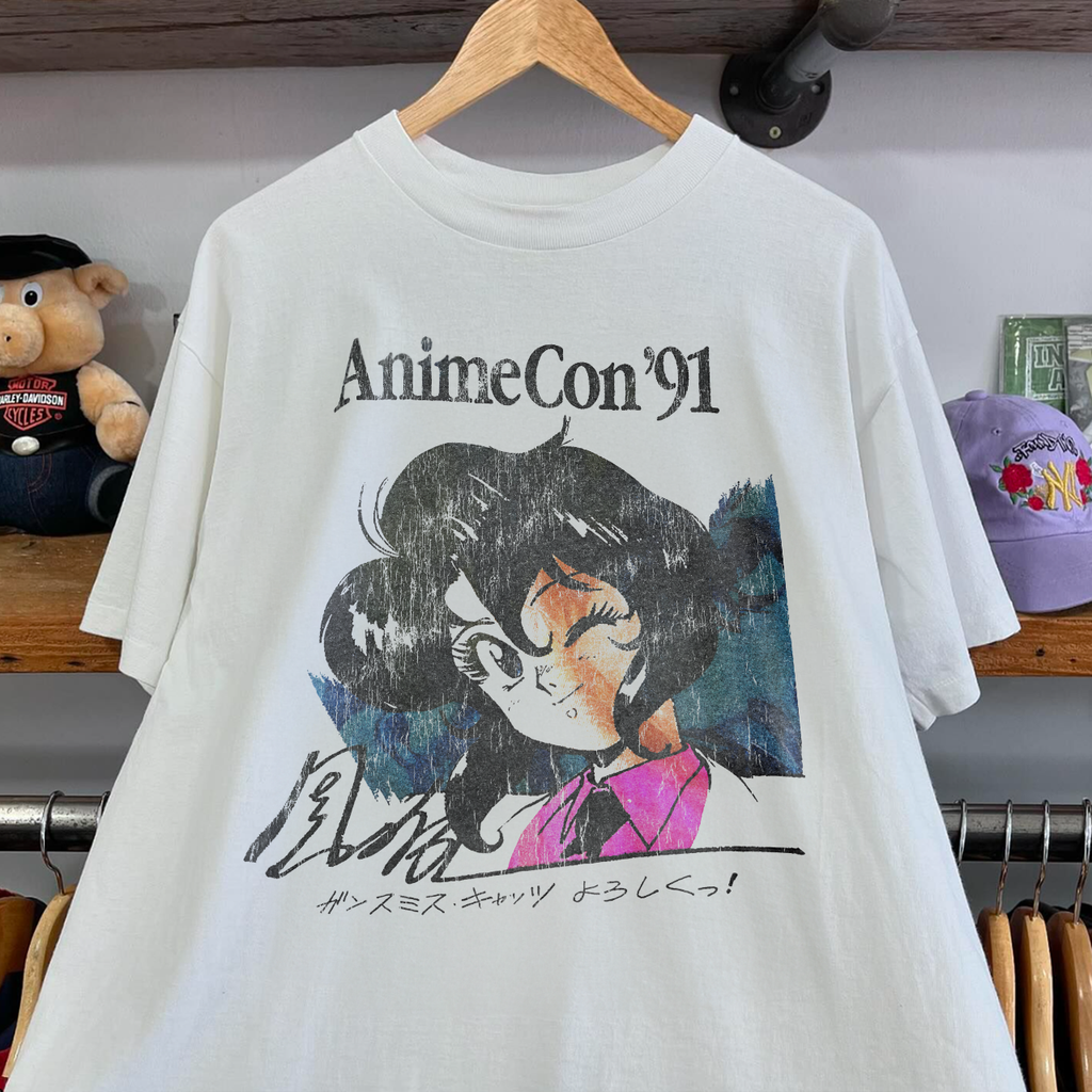 1991 Animecon Promo Rare Washed White T-Shirt