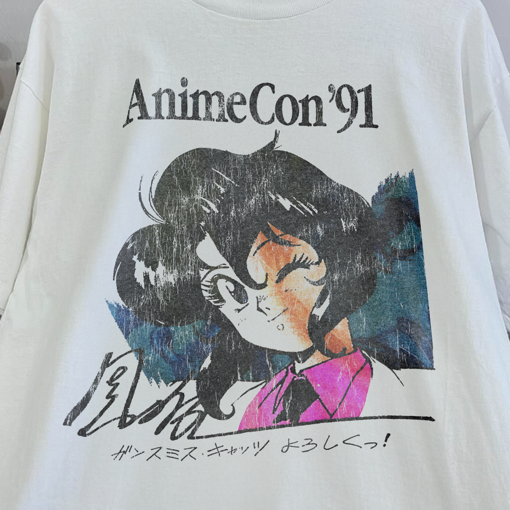 1991 Animecon Promo Rare Washed White T-Shirt