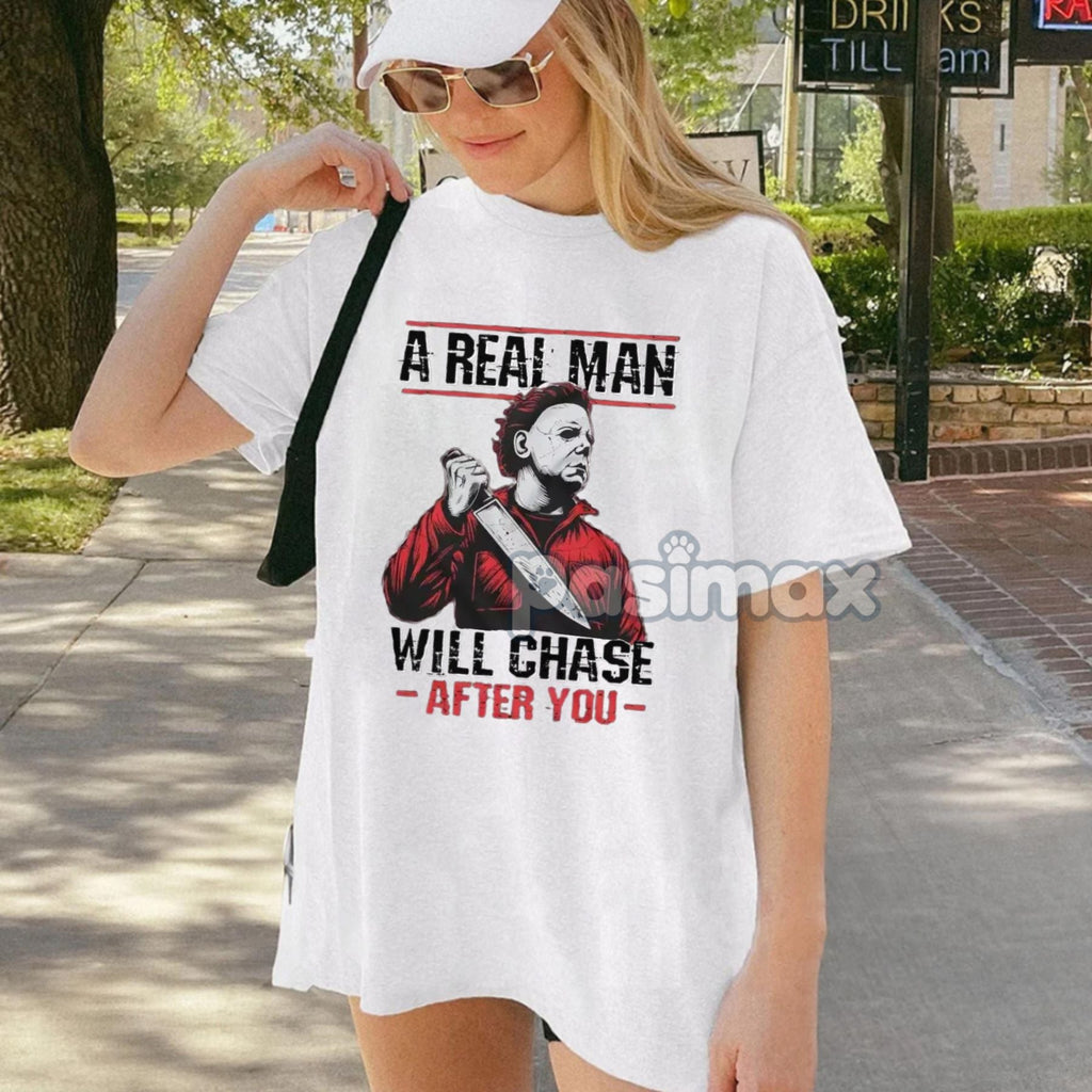 Scary Halloween Horror Movie T-Shirt - Serial Killer Graphic Tee For Him, Men's Apparel