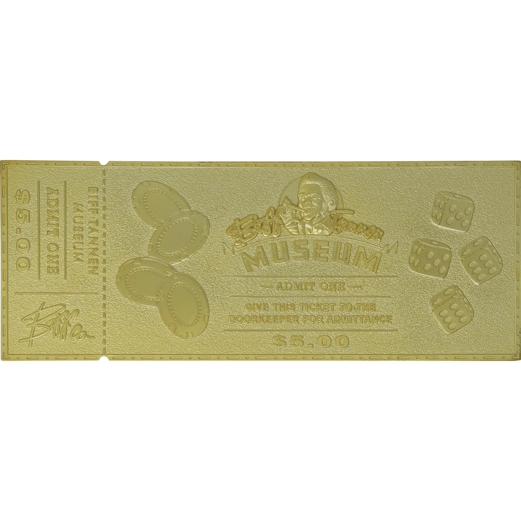 Back to the Future Part II Limited Edition 24 Karat gold-plated Biff Tannen Museum ticket replica