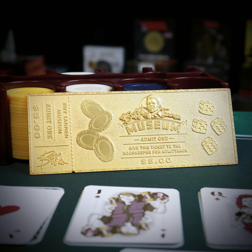 Back to the Future Part II Limited Edition 24 Karat gold-plated Biff Tannen Museum ticket replica
