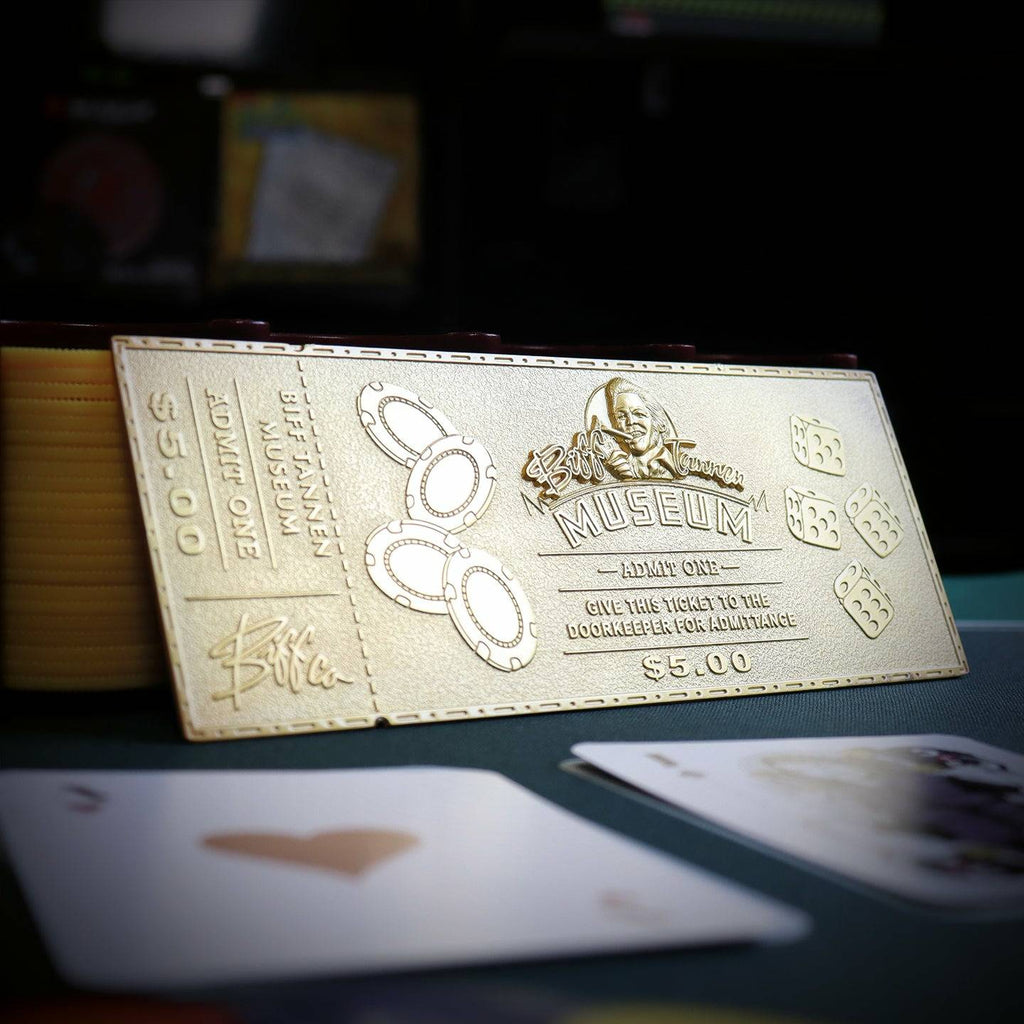 Back to the Future Part II Limited Edition 24 Karat gold-plated Biff Tannen Museum ticket replica