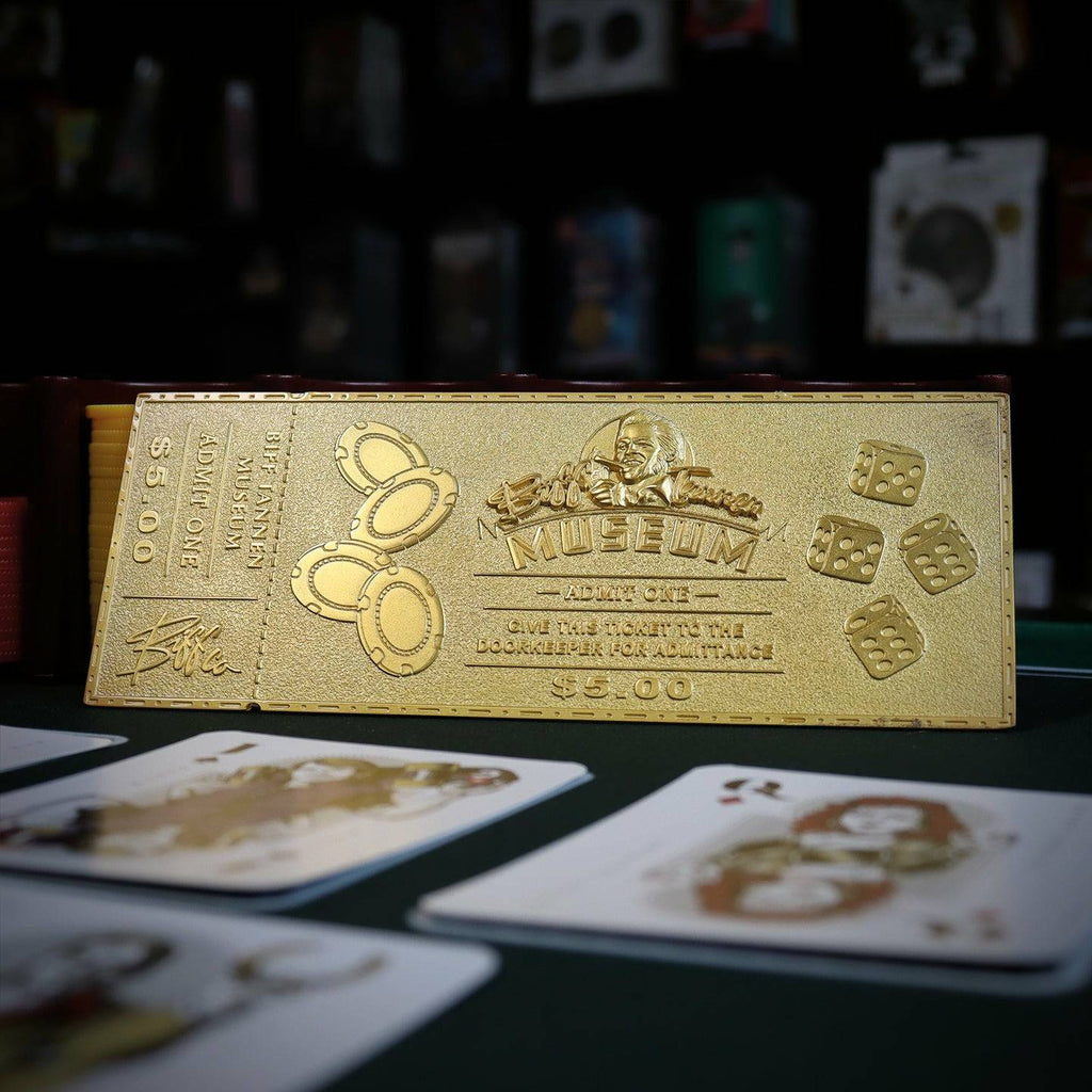 Back to the Future Part II Limited Edition 24 Karat gold-plated Biff Tannen Museum ticket replica