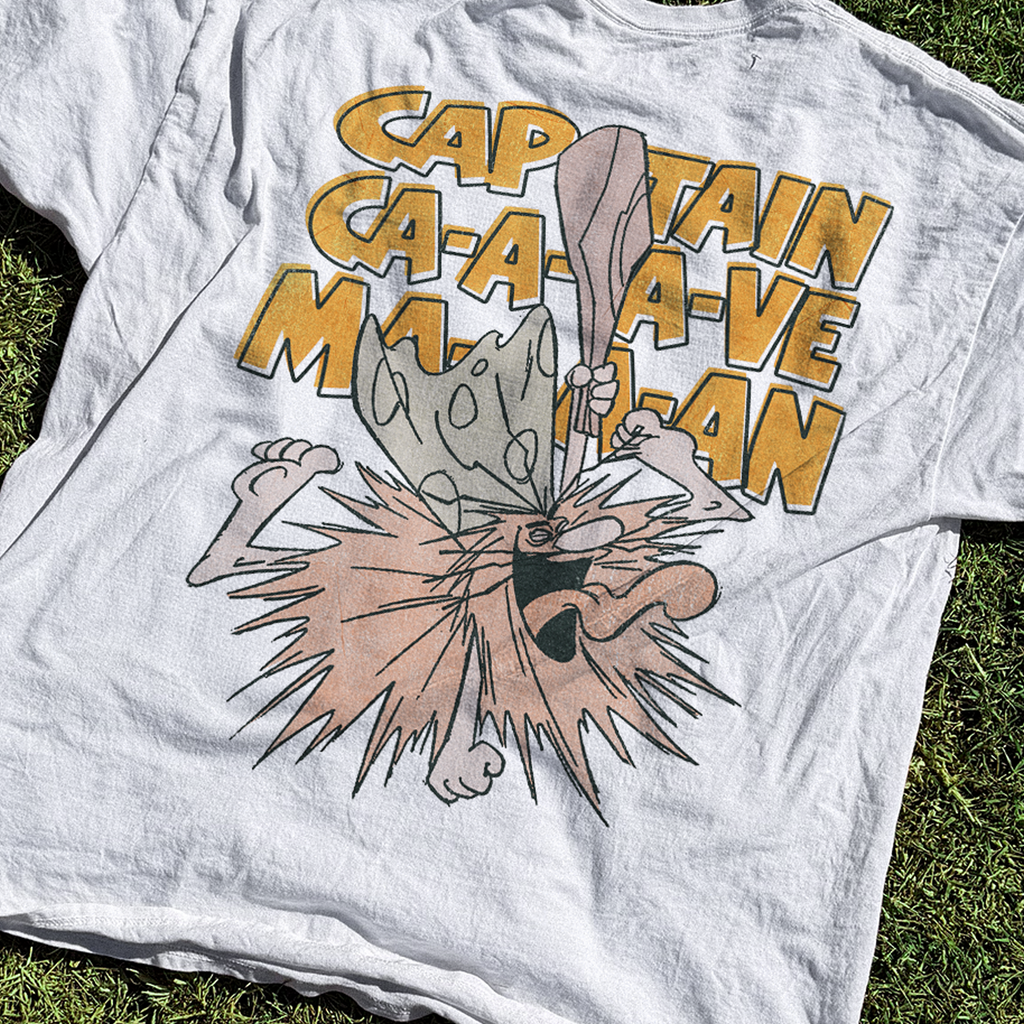 Captain Caveman 'Unga Bunga' Vintage Washed White Tee