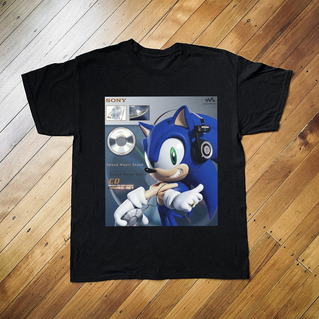 Sonic Sony Walkman Black T-Shirt