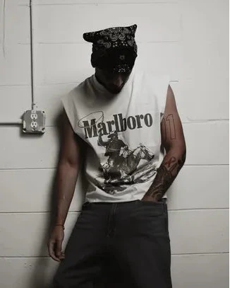 'Rugged' Man Vintage White Cut Off Tee