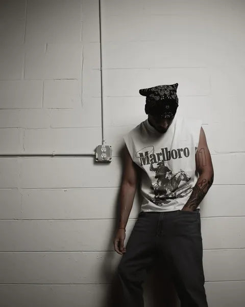 'Rugged' Man Vintage White Cut Off Tee