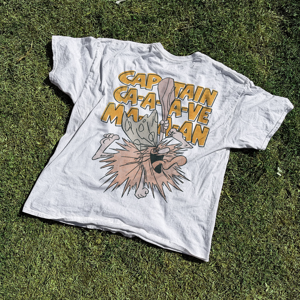 Captain Caveman 'Unga Bunga' Vintage Washed White Tee