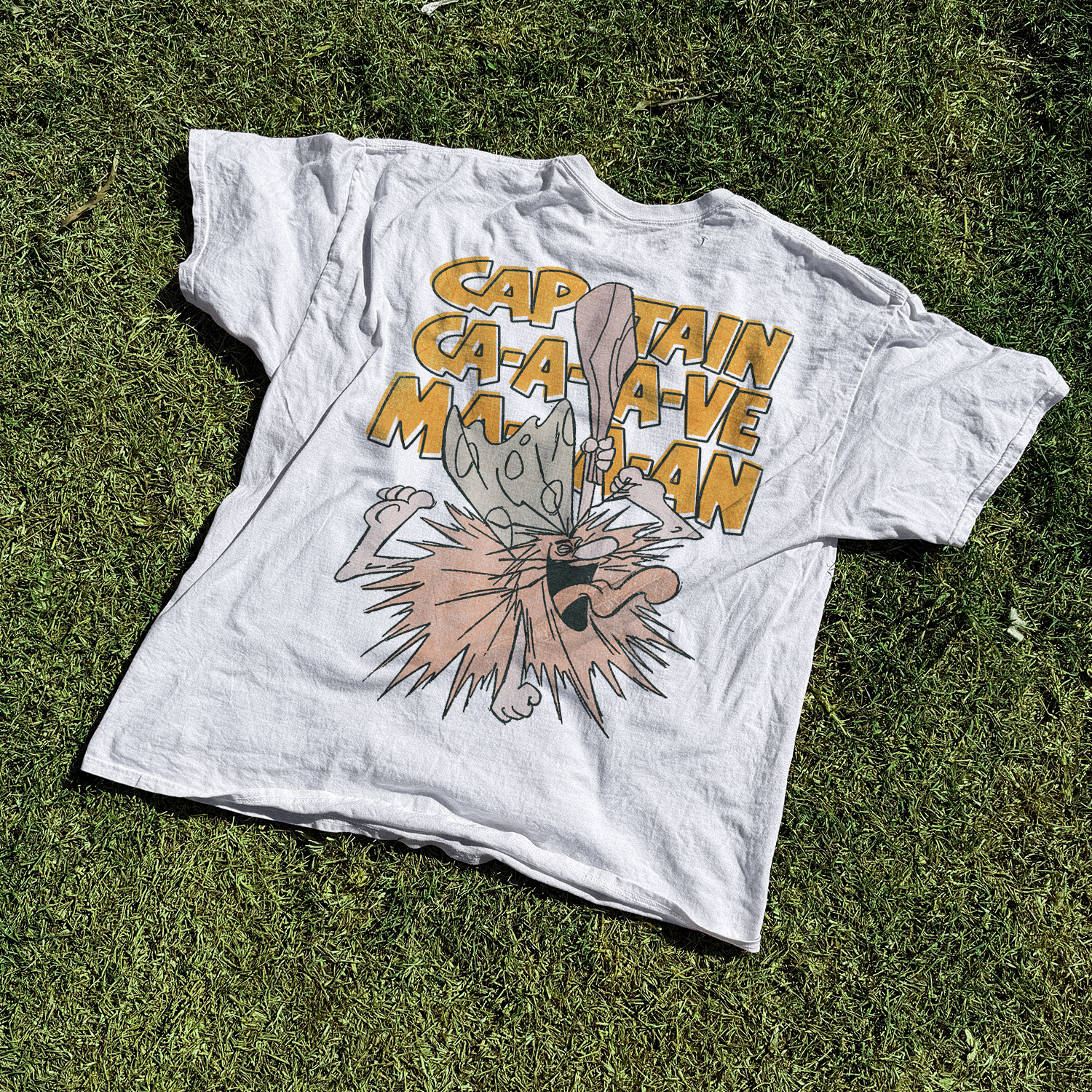 Captain Caveman 'Unga Bunga' Vintage Washed White Tee
