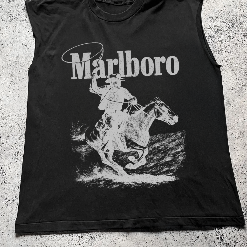 'Rugged' Man Vintage Black Cut Off Tee